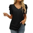 thumbnail image 3 of Black Women's Short Sleeve T-shirt, Womens Summer Shirt V Neck Casual T Shirs Short Sleeve Tops,Women's Short sleeve T-shirt XL, 3 of 7