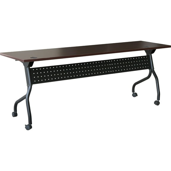 Lorell Mahogany Flip Top Training Table Rectangle Top - Four Leg Base - 4 Legs - 72" Table Top Width x 23.60" Table Top Depth - 29.50" Height x 70.88" Width x 23.63" Depth - Assembly Required - Black,
