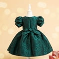 thumbnail image 5 of NAISIBABY Girls Princess Dress, Elegant Wedding Birthday Dress Cute Bow Bubble Sleeve Prom Maxi Dress Green 3T, 5 of 6