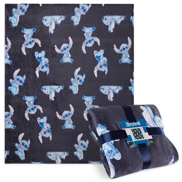 Manta polar con estampado Disney Stitch, 150 cm x 130 cm, color azul