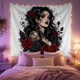 thumbnail image 2 of Illustrative Portrait Figure With Art Scene, Spooky Gothic for Gothic Decor Fans, Dark Art Decor Room Accent, Halloween Gift, Tapestry Wall Hanging for Bedroom and Dorm, 2 of 7