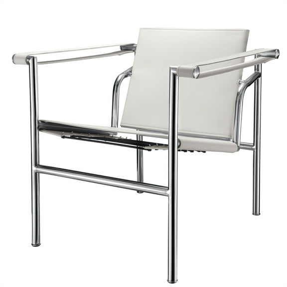 CRO Decor White Stainless Steel Double-Layer Saddle Leather Chair