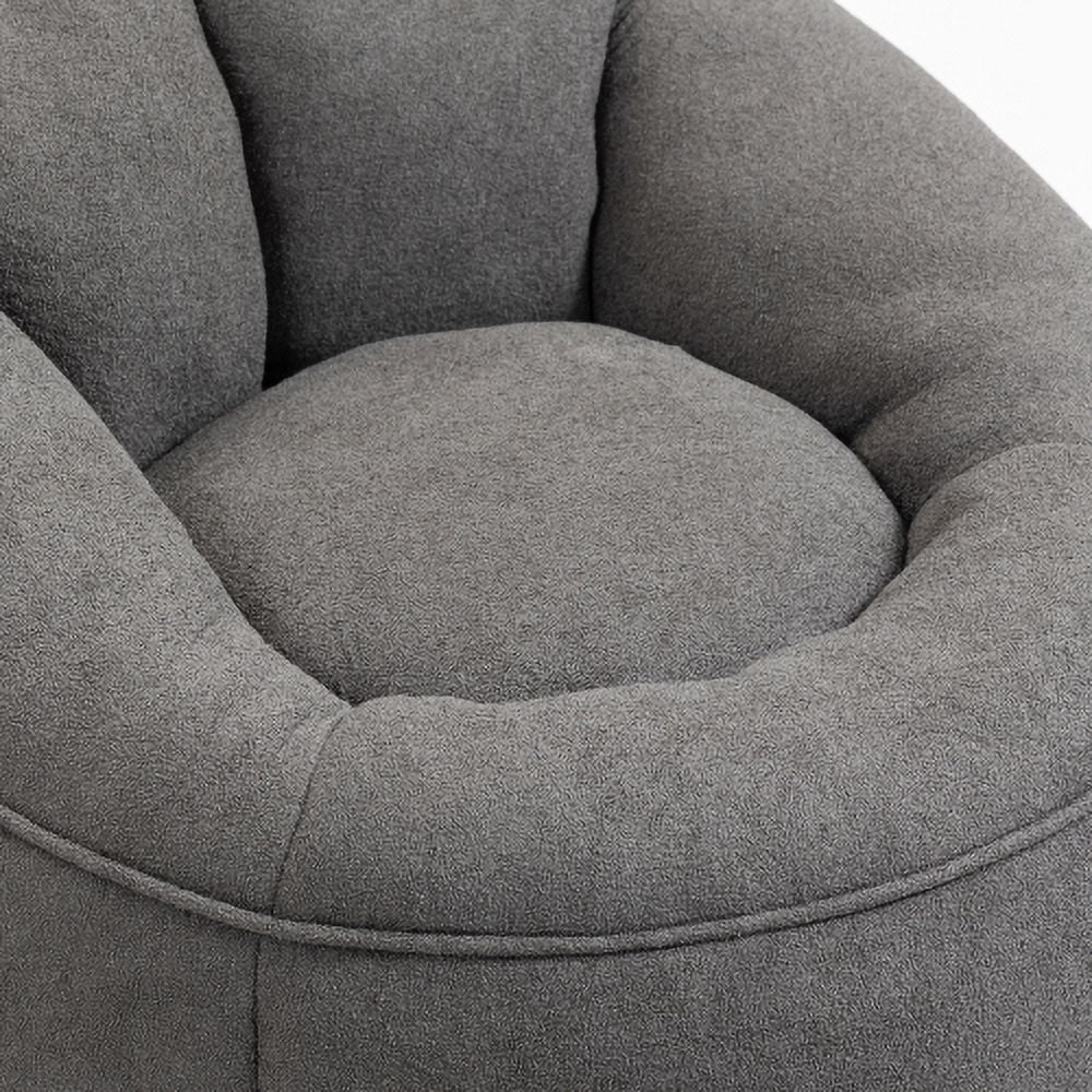BSHTI Bedding Bean Bag Sofa Chair High Pressure Foam Bean Bag Chair Adult Material with Padded Foam Padding Compressed Bean Bag With Footrest,Gray