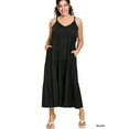 thumbnail image 2 of Zenana Women & Plus Relaxed Fit V-Neck Cami Full Length Tiered Boho Maxi Long Dress w/ Side Pockets, 2 of 4