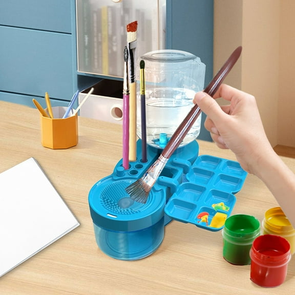 Callipe 6 in 1 Brush Cleaner Artists Teachers Kids Paint Brush Holder Palette Water Circulation Brush Cleaner Portable Painting Tool