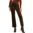 thumbnail image 1 of Pantalones de tobillo elegantes de terciopelo para mujer Inspire Chic, de cintura alta, con bolsillos, talla XL, color marrón, 1 of 5