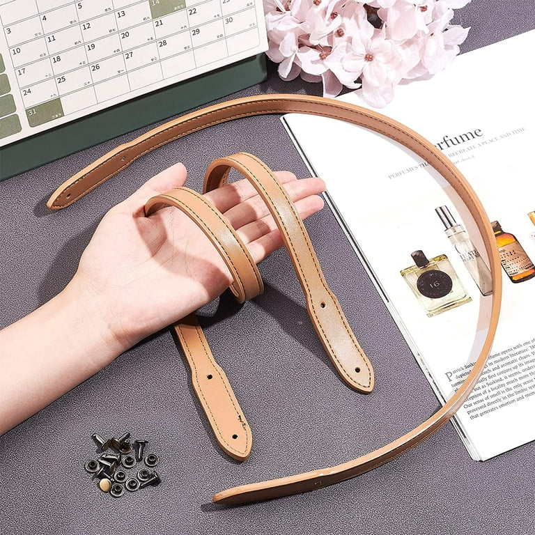 Leather Bag Strap 25.3inch Leather Handbag Strap Replacement Sewing Bag  Handle Purse Strap with Iron Rivets Bag Repairing Accessories for Shoulder  Bag Purse Making Supplies(Wheat) 