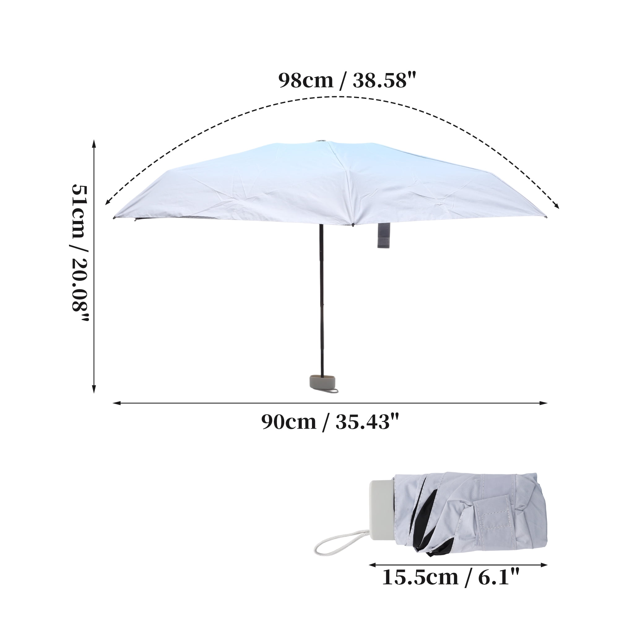 Unique Bargains Lightweight Mini Compact Windproof Folding Umbrella Light Blue [Flat Handle]