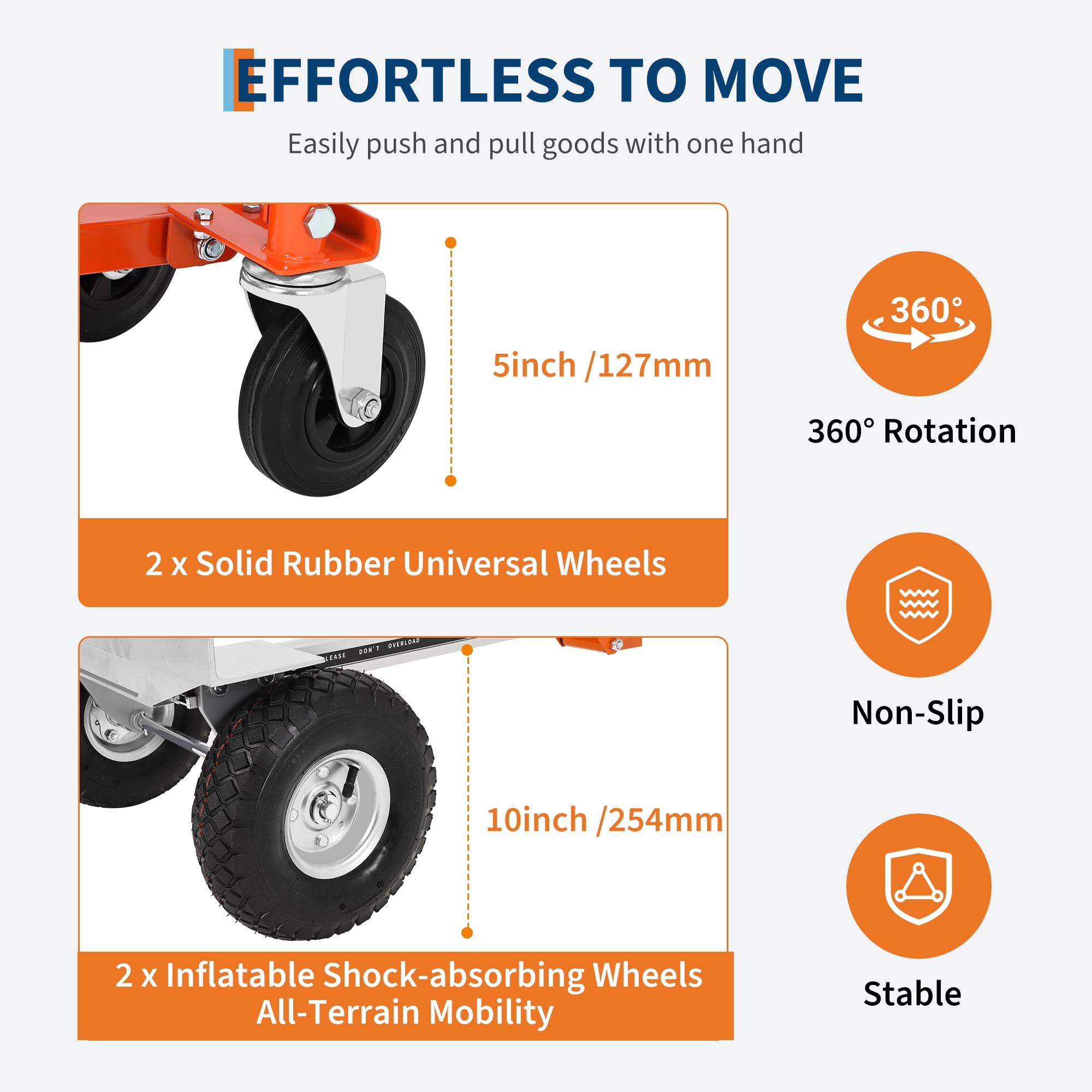 CazToi 3 in 1 Folding Hand Truck 770lbs Capacity Folding Aluminum Dolly