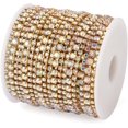 thumbnail image 1 of HAHDAXIA Fashewelry 1 Roll/4.8 Yards 3 Rows Crystal Rhinestone Close Chain 8.5mm Wide Strass AB Color Claw Cup Chain Trim with Gold Base for Sewing, Clothing, Wedding Cake, Wine Glass Decorat, 1 of 6