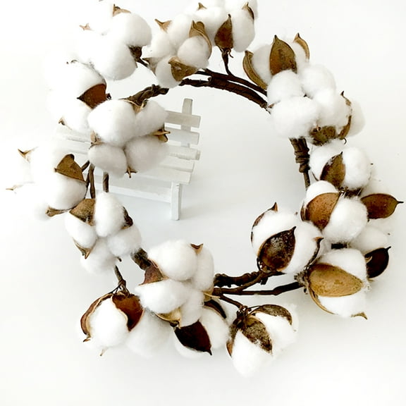 Soimiss Cotton Wreath Farmhouse Decor Wood Artificial Christmas Door Decoration