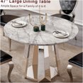 thumbnail image 3 of JERFIT Modern Round Dining Table with Faux Marble Top and Stainless Steel Base, Silver Gray Kitchen Table for Dining Room, 3 of 5