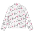 thumbnail image 4 of Jackets for Women Winter Coat Jackets Flannel Stand Collar Jacket(Pink Love Heart LOVE,Size:S-4XL), 4 of 7