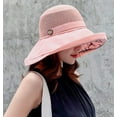 thumbnail image 3 of YooGuoGuo Women Wide Brim Foldable Sun Hat Hallow Out Printed Summer Beach Bucket Hat, 3 of 3
