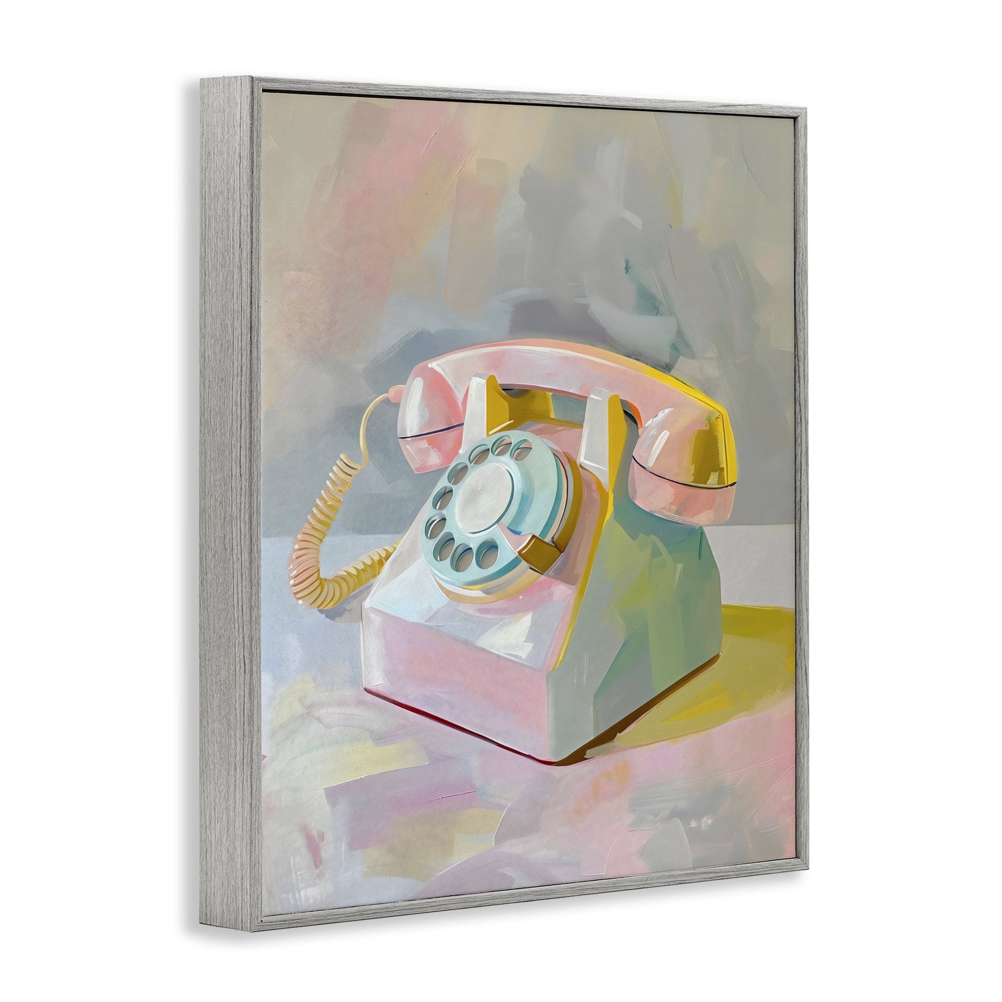 Stupell Industries Retro Telephone in Pastels Gray Framed Giclee Art, design by The Prints Vibe