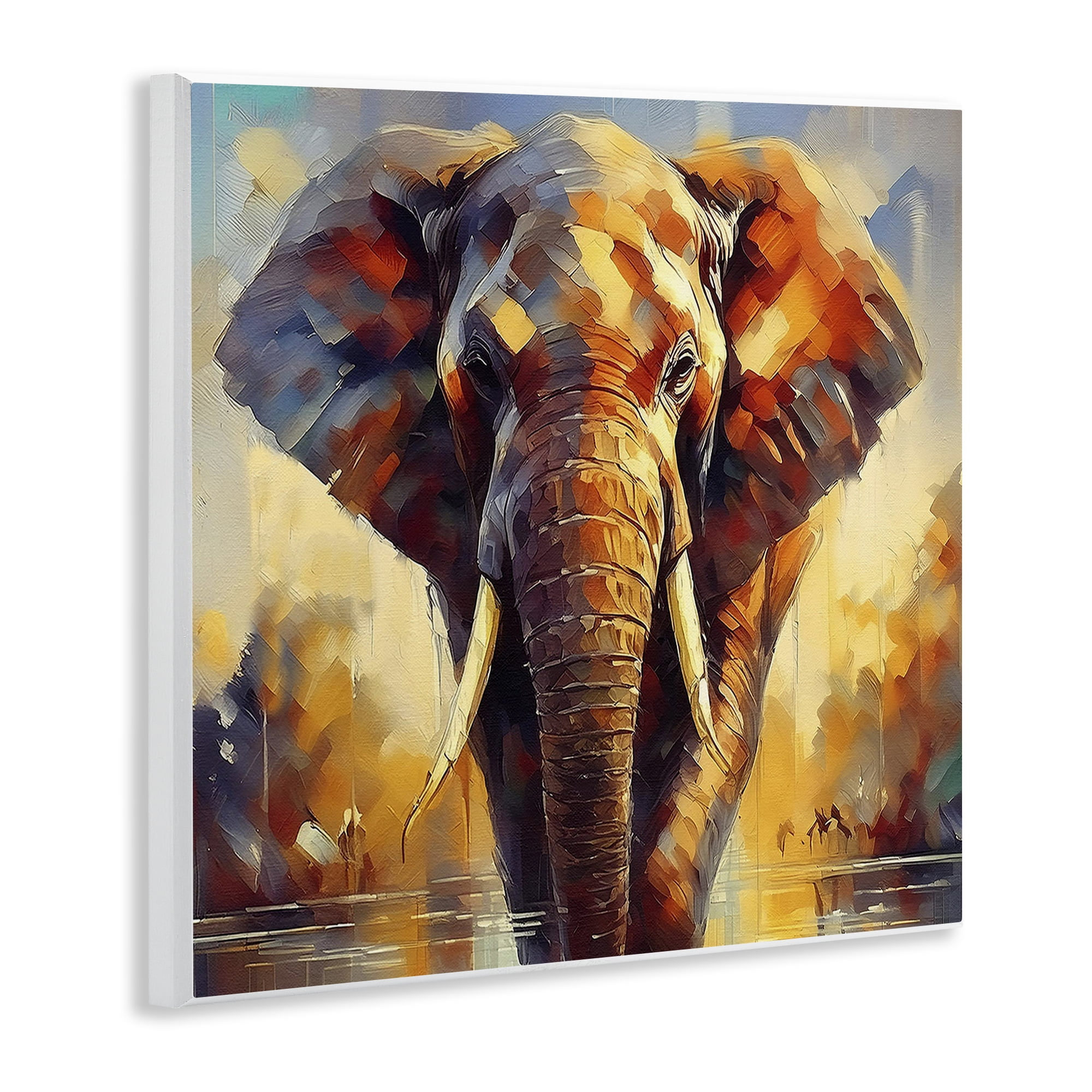 Stupell Industries Brushed Elephant Portrait Animals Painting Unframed Art Print Wall Art, 12 x 12