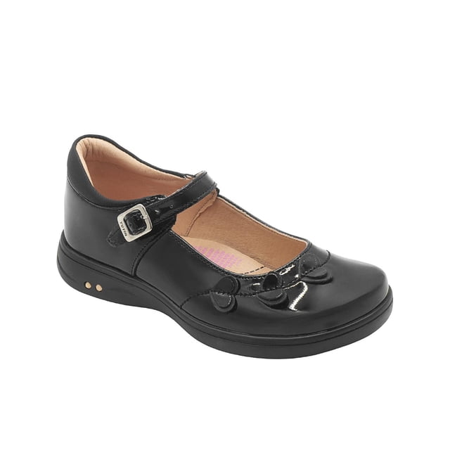 Zapato Escolar Para Niña Yuyin Hebilla Charol Negro Corazones negro 15