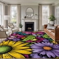 thumbnail image 2 of Graffiti Flower Area Rugs 5x7 ft Vintage Yellow Pink Purple Floral Leaf Country Washable Rug Non Slip Indoor Carpet Absorbent Floor Mat for Living Room Bedroom Dining Room, 2 of 9