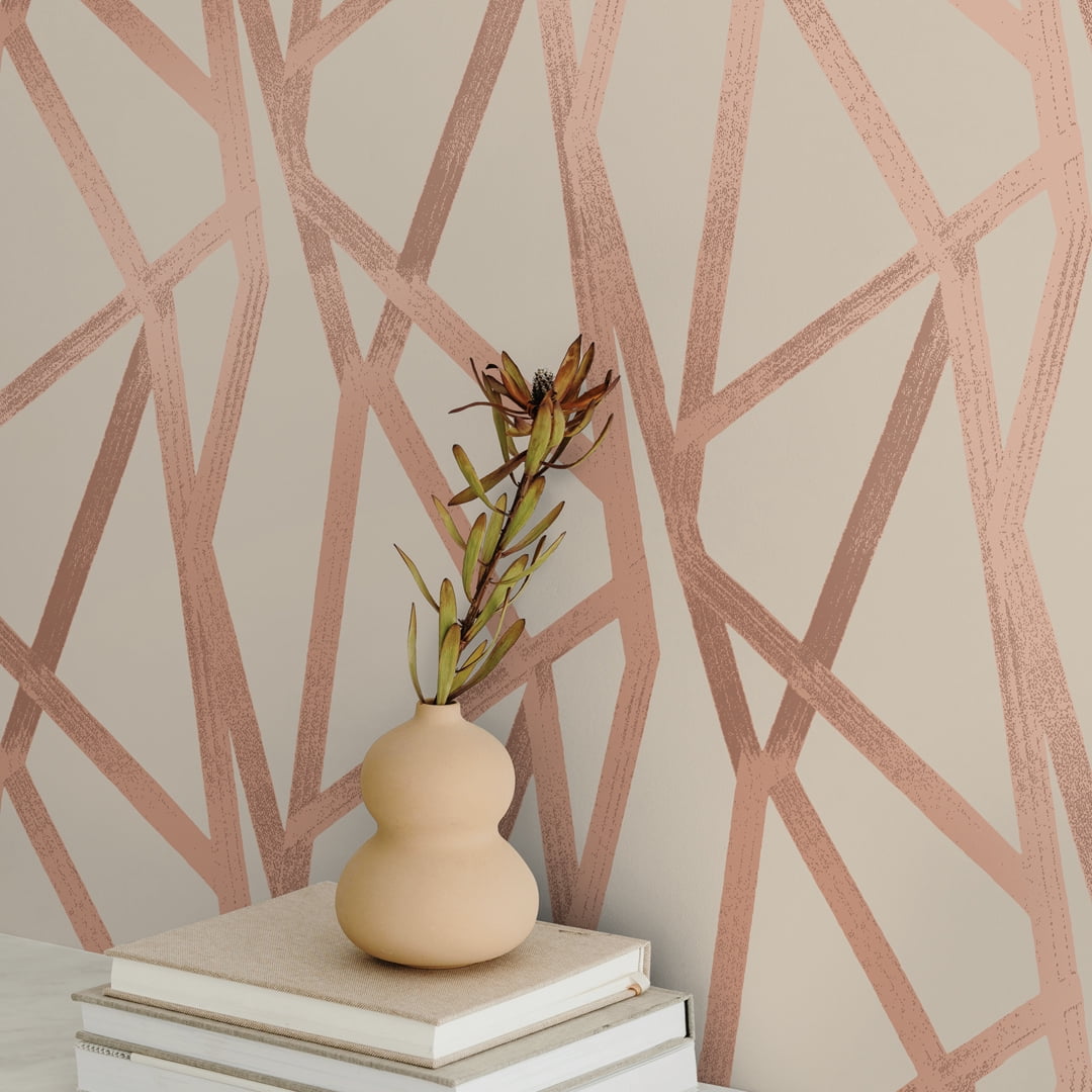 Tempaper x Genevieve Gorder Metallic Bronze Intersections Peel and Stick Wallpaper, 20.5" x 16.5'