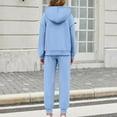 thumbnail image 6 of HAOTAGS Teen Girls 2 Piece Sweatsuits(4-15), Long Sleeve Hoodie with Sweatpants Set Sky Blue 3-4 Years, 6 of 6