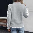 thumbnail image 5 of Wutalume Women's Casual Fashion Floral Jacquard V-Neck Knitted Sweater, Elegant Printed Top, Loose Fit Long Sleeve Pullover for Stylish Everyday Wear,Gray S, 5 of 7