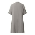 thumbnail image 5 of Gray Short Sleeve for Women Summer Fall V Neck Midi Knee High Basic Dress Women Button 2025 Clothes Trendy Regular Fit L, 5 of 6
