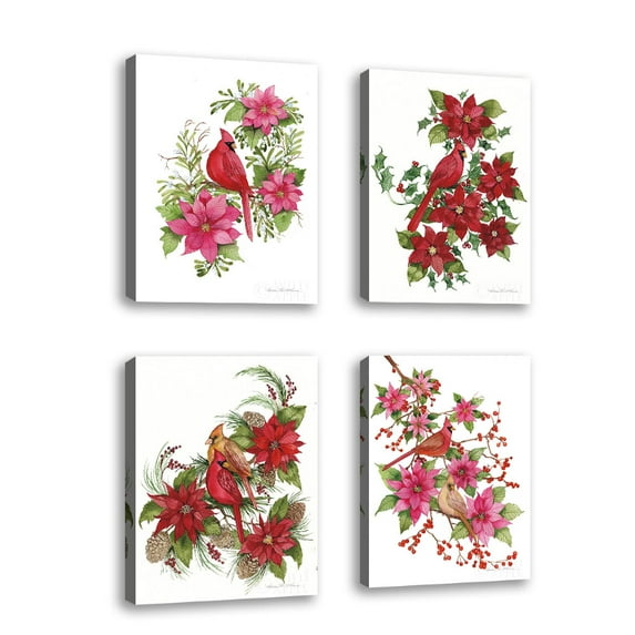 Set of 4 - Holiday Happiness IV - Contemporary Fine Art Giclee on Canvas Gallery Wrap - wall décor - Art painting - 24 x 32 Inch - Ready to Hang