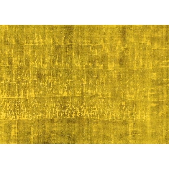 Ahgly Company Machine Washable Indoor Rectangle Abstract Yellow Modern Area Rugs, 7' x 10'