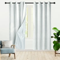 PiccoCasa 2 Panels Bedroom Linen Look Blackout Curtains Light Gray 52" x 95"