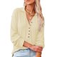 thumbnail image 2 of Camisa de punto con cuello en V para mujer, blusa informal de manga larga con cuello vuelto, Top, color albaricoque XL, 2 of 6