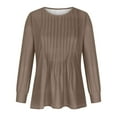 thumbnail image 6 of 2025 Long Sleeve Tops for Women Casual Fall Winter T Shirts Pleated Front Round Neck Basic Tees Solid Color (XL, Beige), 6 of 6