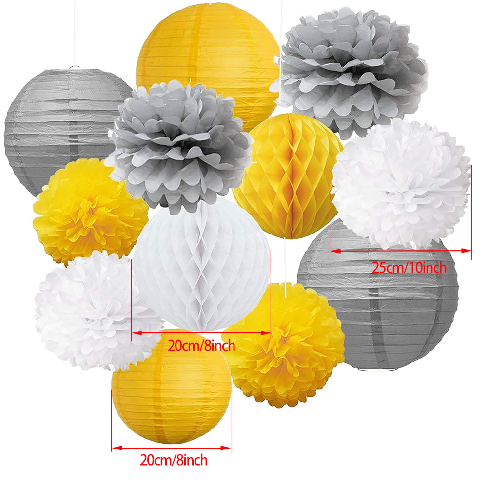 5 Tissue Paper Pom Poms Honeycomb Balls Fan Lanterns Wedding Party Decoration LJ 
