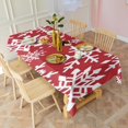 thumbnail image 3 of Red Christmas Snowflake Pattern Rectangle Tablecloth 60"x120",Waterproof Polyester Rectangle Table Cloth, Wipeable Spillproof Polyester Tablecloth for Dining, Camping, Indoor and Outdoor, 3 of 6