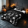 thumbnail image 2 of Homewish Halloween Gothic Skull Twin Comforter Sets, Magical Mushroom Bedding Set, Black White, Black Reversible, 2pcs 1 Comforter and 1 Pillowcase, 2 of 5