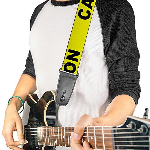Buckle-Down Guitar Strap, Caution Yellow Black, 2 Inches Wide