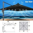 thumbnail image 2 of Sunrise 10' x 10' Deluxe Cantilever Big Roma Umbrella, Outdoor Hanging Offset Solar Umbrella, UV50+ with Tilt, Crank and 360 Degree Rotation, Heavyduty Sunshade, Sunbrella Cover (Black), 2 of 9