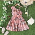 thumbnail image 2 of Robe Fille Élégante Dames Robe à Volants Florale une Épaule Robe d'Été de Resort Robes Filles Rouge 5 Ans-6 Ans, 2 of 7
