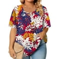 thumbnail image 3 of TQWQT Women Plus Size Tops 4x-5x Summer Short Sleeve Blouses Floral Print T-Shirt V Neck Criss Cross Tshirts Loose Casual Tunics Blouses L, 3 of 6