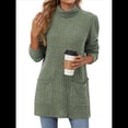 thumbnail image 2 of Camisas de Larga para Mujer, Blusas Túnica Casuales de Cuello Alto Verde L, 2 of 10