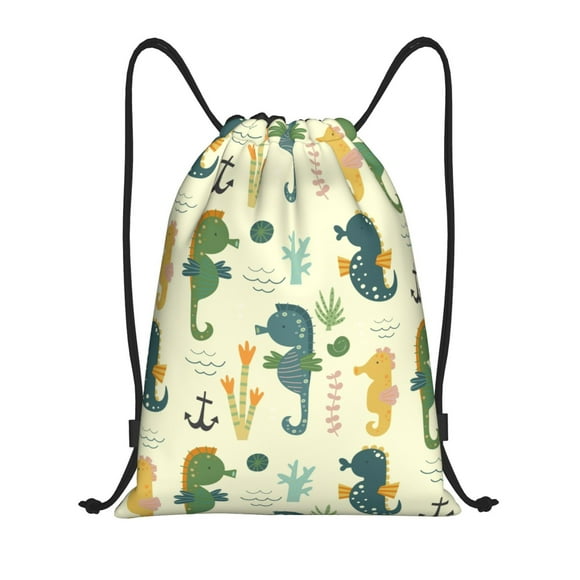Fotbe Seahorse Bolsa Mochila con Cordón Estampada, Bolsa de Gimnasio Deportiva, Bolsa Cinch, Bolsa con Cordón para Hombres y Mujeres-Medium
