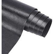 PU Leather (13"x 55") Black Leather Roll Solid Color Synthetic Faux Leather for Dressing Sewing Crafting - Black 0.4mm Thick