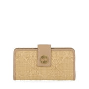 Time and Tru Women's Alexandra Slim Tab Wallet, Straw