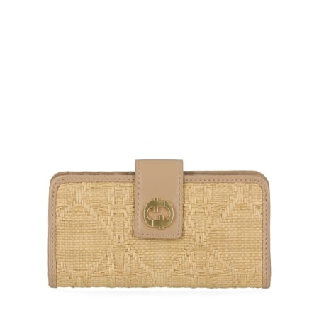 Time and Tru Women's Alexandra Slim Tab Wallet, Straw