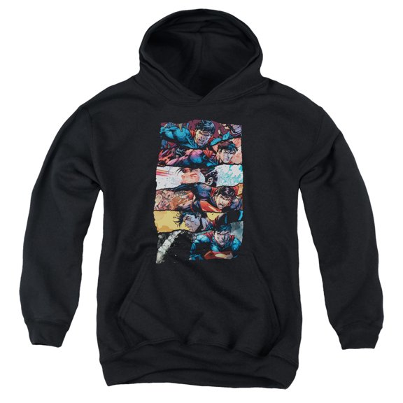 Superman - Torn Collage - Youth Hooded Sweatshirt - Large