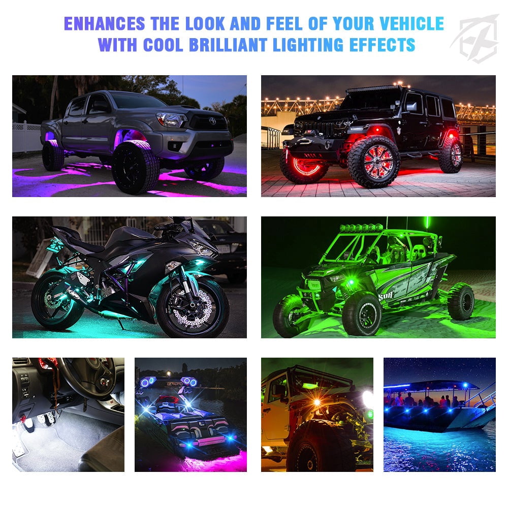 XPRITE Discovery Plus Series LED Exterior Decorative Lights fits Trucks, Multicolor, 8 Piece