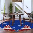 thumbnail image 3 of Round Rugs 7Ft, Blue Gnomes Christmas Round Area Rug Washable Indoor Throw Carpet, Snowflake Xmas Poinsettia Large Non Slip Circle Rug for Dining Room Playroom Home Decor Aesthetic, 3 of 8