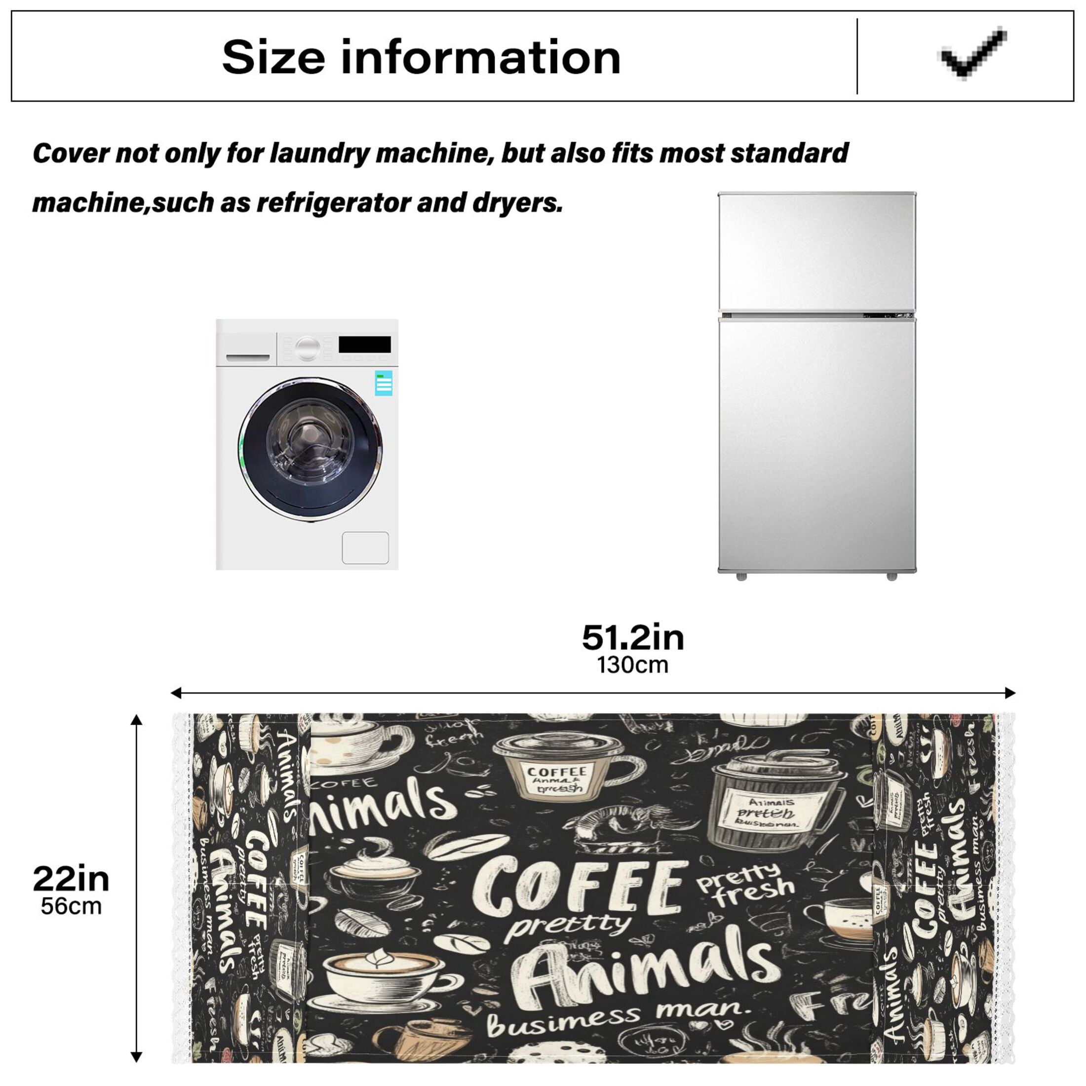 Coffee PictureWasher and Dryer Covers Dust-Proof and Oil Resistant Fridge Cover with 4 Storage Pockets Washing Machine Top Cover for Laundry Kitchen Home 51.2 x 22 In