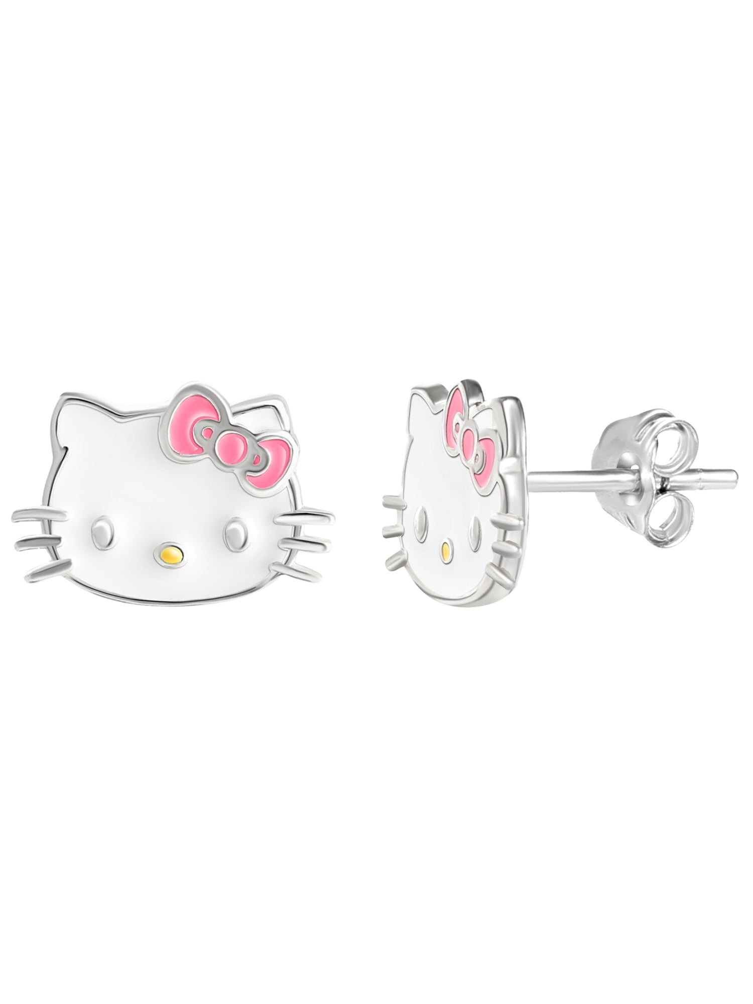 Hello Kitty Sterling Silver Earrings with Ceramic Jewelry Tray Gift Set