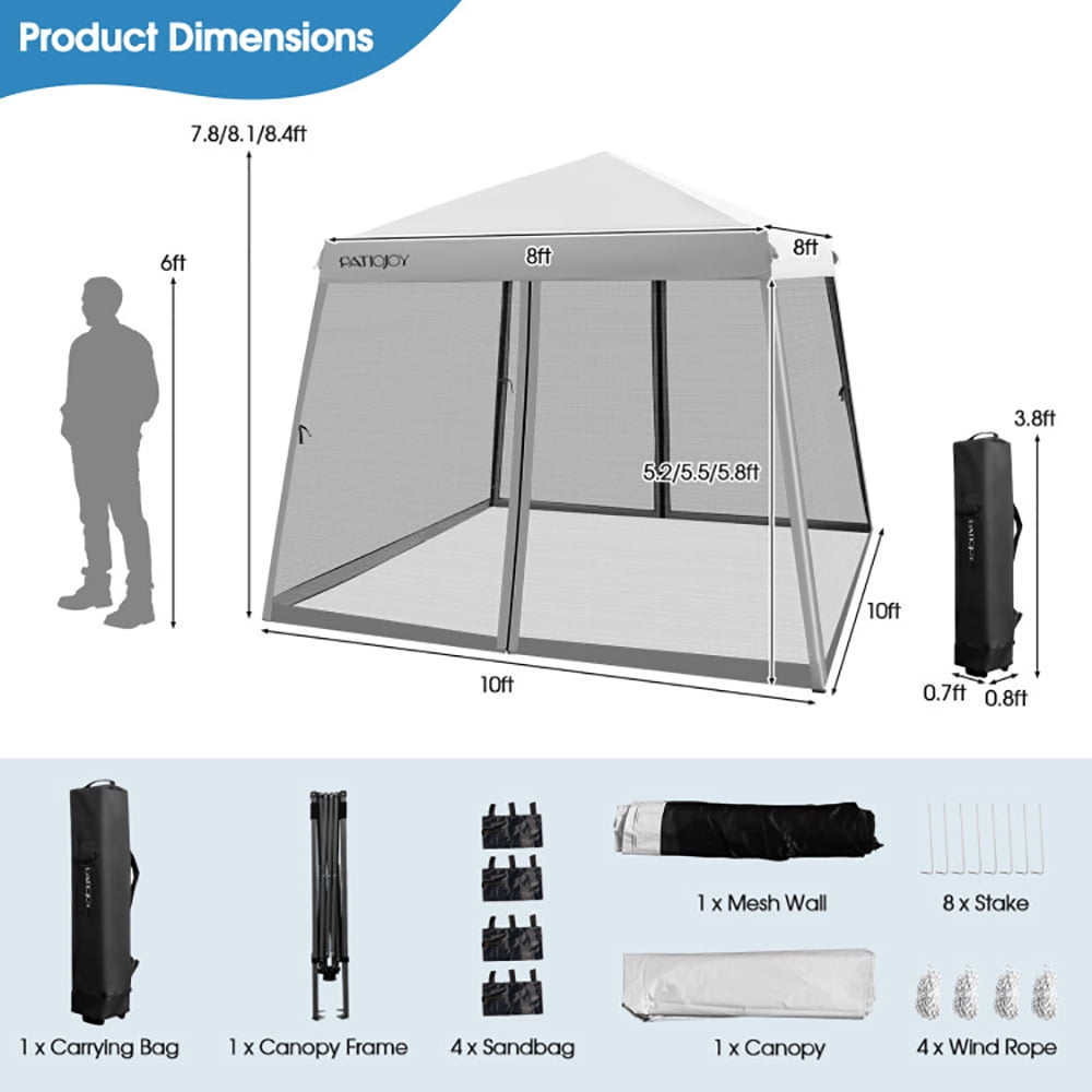 Aimee Lii 10 x 10 Feet Pop Up Canopy with with Mesh Sidewalls and Roller Bag, Backyard Canopy Gazebo for Party Camping BBQ Events, Gray