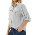thumbnail image 2 of Women'S Long Sleeve Sun Protection Shirts Fishing Hiking Light Gray S, 2 of 7